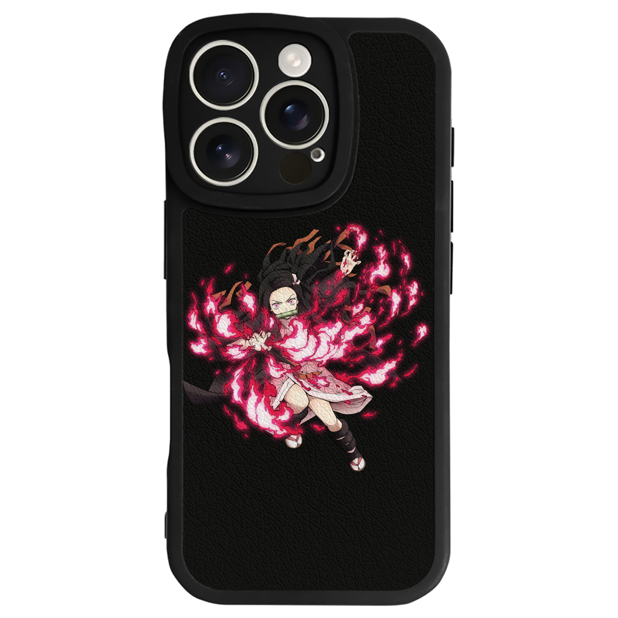 （画像用） 鬼滅の刃（きめつのやいば）竈門 禰󠄀豆子／かまど ねずこ Kamado Nezuko 【iPhone 16シリーズ対応】シリコンスマホケース（レザー調） 材質：シリコン